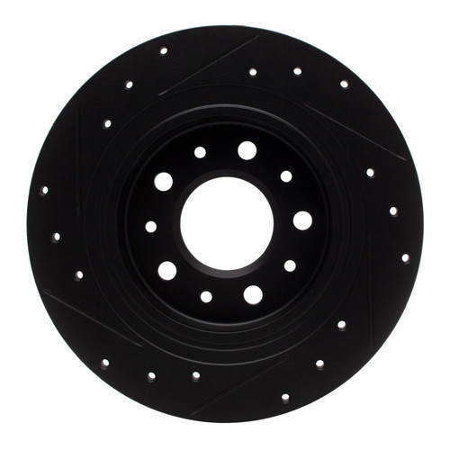 R1 2016-2025 Buick LaCrosse Rear Right Drilled & Slotted Black Brake Rotor