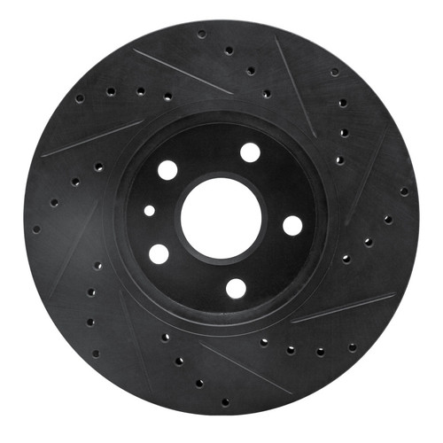 R1 2008-2014 Cadillac CTS Front Left Drilled & Slotted Black Brake Rotor