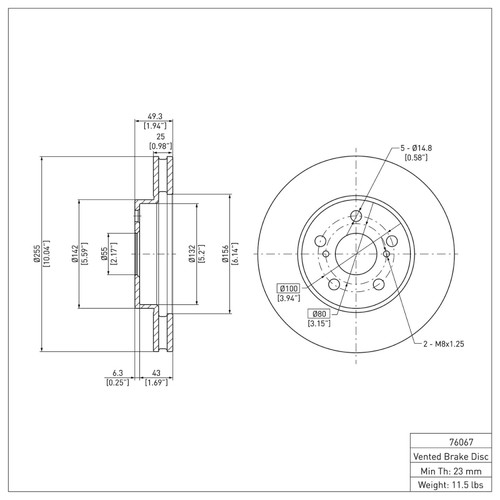 R1 1994-2000 Toyota Celica Front Brake Rotor