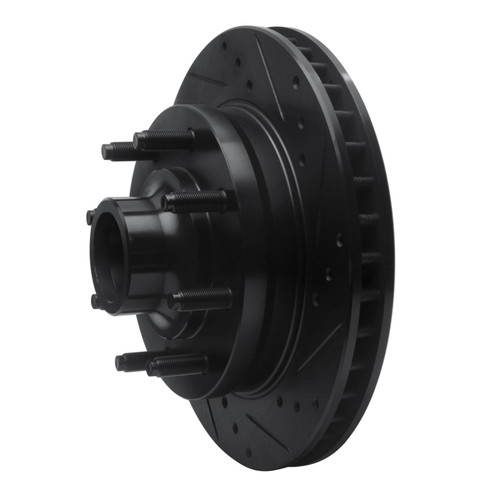 R1 1994-1999 Dodge Ram 2500 Front Right Drilled & Slotted Black Brake Rotor