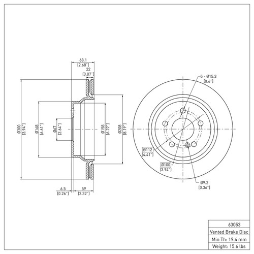 R1 2003-2017 Mercedes-Benz CLS500 Rear Brake Rotor