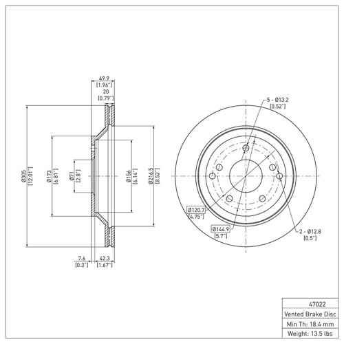 R1 1988-1996 Chevrolet Corvette Rear Brake Rotor