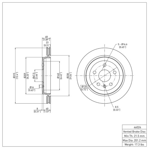 R1 2008-2019 Cadillac CTS Rear Brake Rotor