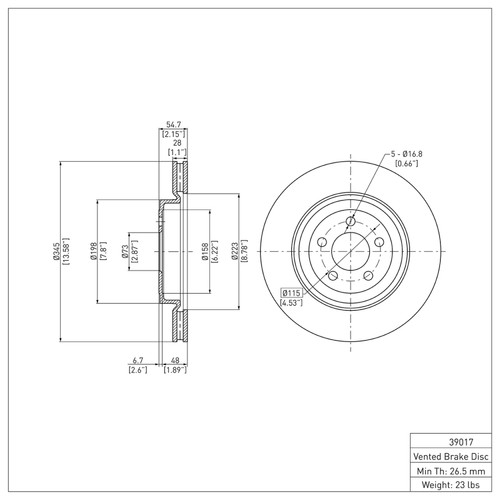 R1 2005-2023 Chrysler 300 Front Brake Rotor