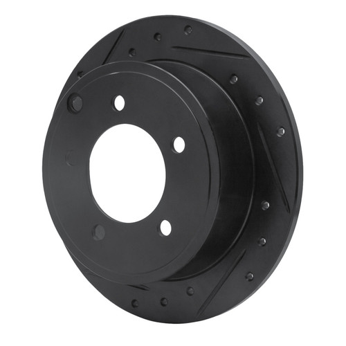 R1 07-17 Chrysler 200 Rear Left Drilled & Slotted Black Brake Rotor