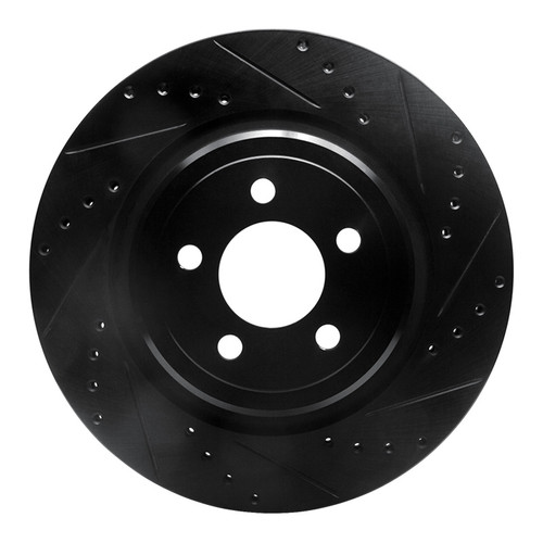 R1 06-23 Dodge Charger Rear Right Drilled & Slotted Black Brake Rotor