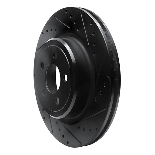 R1 06-23 Dodge Charger Rear Right Drilled & Slotted Black Brake Rotor