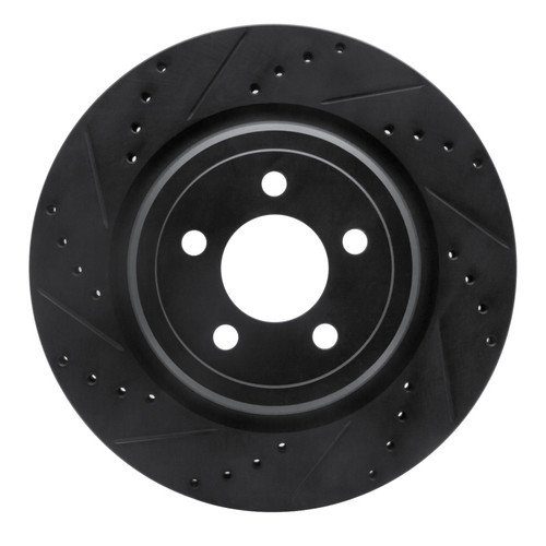 R1 06-23 Dodge Charger Rear Left Drilled & Slotted Black Brake Rotor