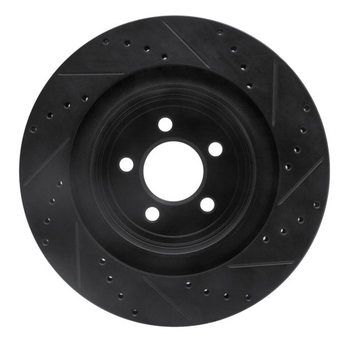 R1 06-23 Dodge Charger Rear Left Drilled & Slotted Black Brake Rotor
