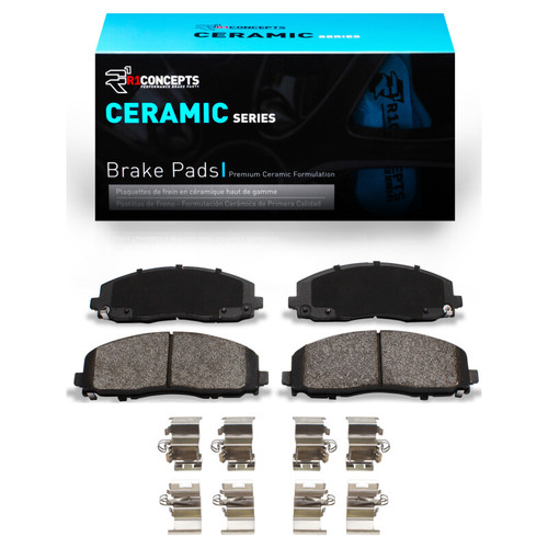 R1 12-25 Chrysler Grand CaraVan Front Ceramic Brake Pads & Hardware Kit