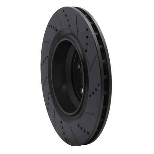 R1 05-23 Chrysler 300 Rear Left Drilled & Slotted Black Brake Rotor