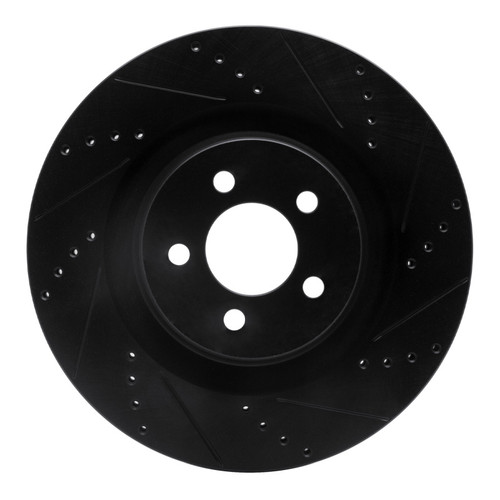 R1 05-23 Chrysler 300 Front Right Drilled & Slotted Black Brake Rotor