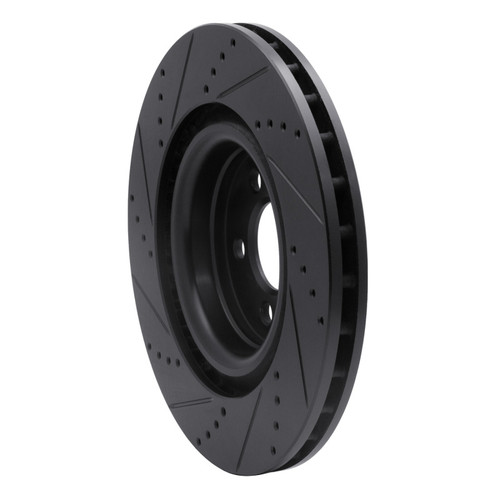 R1 05-23 Chrysler 300 Front Right Drilled & Slotted Black Brake Rotor