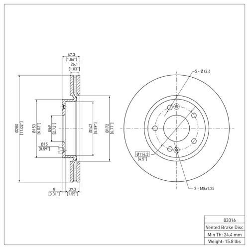 R1 2003-2013 Hyundai Elantra Front Brake Rotor