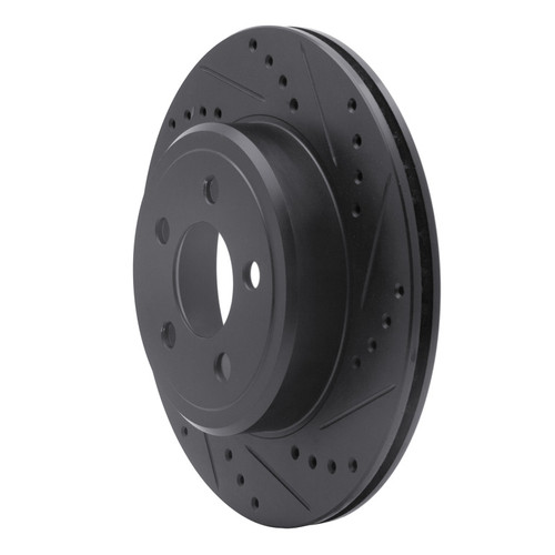R1 05-23 Chrysler 300 Rear Right Drilled & Slotted Black Brake Rotor ECB-39018R