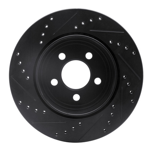 R1 05-23 Chrysler 300 Rear Right Drilled & Slotted Black Brake Rotor ECB-39018R