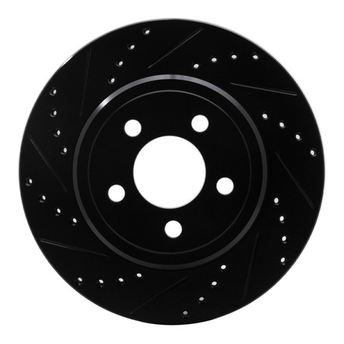 R1 05-23 Chrysler 300 Rear Left Drilled & Slotted Black Brake Rotor ECB-39018L