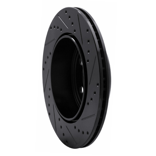 R1 05-23 Chrysler 300 Rear Left Drilled & Slotted Black Brake Rotor ECB-39018L