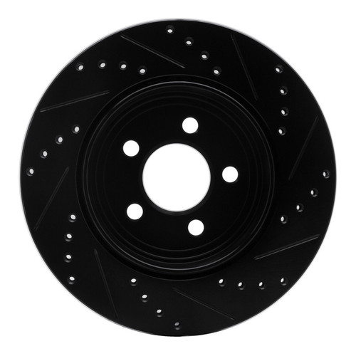 R1 05-23 Chrysler 300 Rear Left Drilled & Slotted Black Brake Rotor ECB-39018L