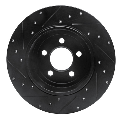 R1 05-23 Chrysler 300 Rear Right Drilled & Slotted Black Brake Rotor ECB-39016R