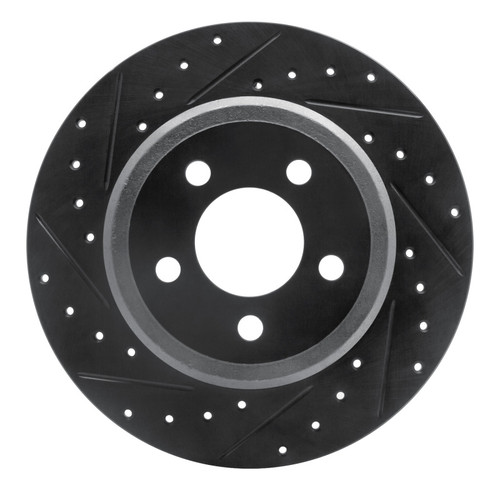 R1 05-23 Chrysler 300 Rear Left Drilled & Slotted Black Brake Rotor ECB-39016L