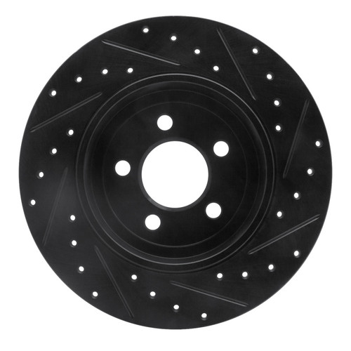 R1 05-23 Chrysler 300 Rear Left Drilled & Slotted Black Brake Rotor ECB-39016L