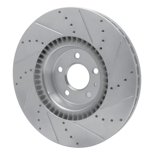 R1 2012-2018 Audi A6 Quattro Front Left Drilled & Slotted Silver Brake Rotor