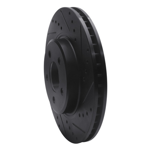 R1 05-23 Chrysler 300 Front Right Drilled & Slotted Black Brake Rotor ECB-39015R