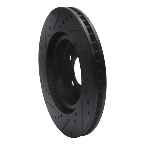 R1 05-23 Chrysler 300 Front Right Drilled & Slotted Black Brake Rotor ECB-39015R