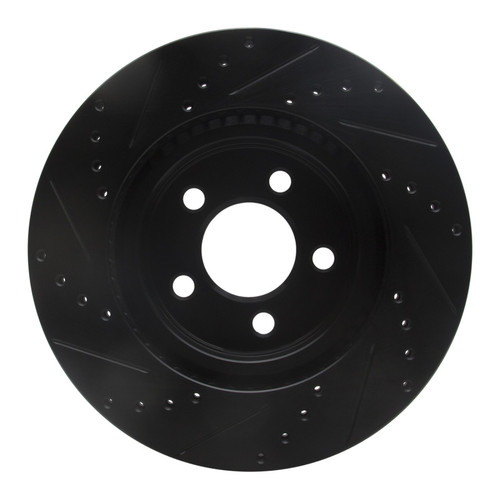 R1 05-23 Chrysler 300 Front Right Drilled & Slotted Black Brake Rotor ECB-39015R