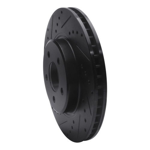 R1 05-23 Chrysler 300 Front Left Drilled & Slotted Black Brake Rotor ECB-39015L