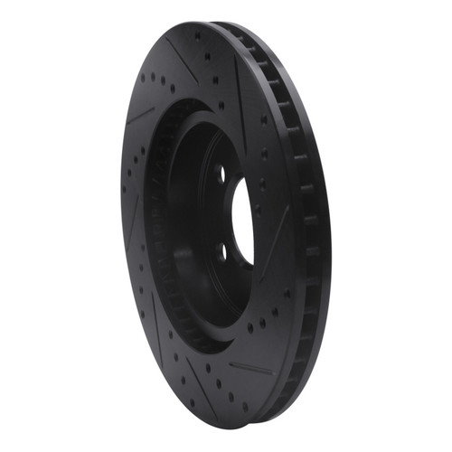 R1 05-23 Chrysler 300 Front Left Drilled & Slotted Black Brake Rotor ECB-39015L