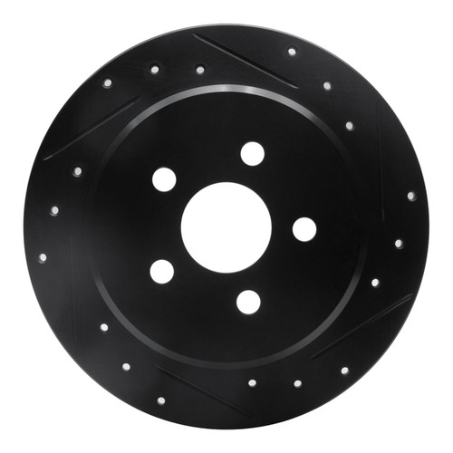 R1 03-10 Chrysler PT Cruiser Rear Right Drilled & Slotted Black Brake Rotor