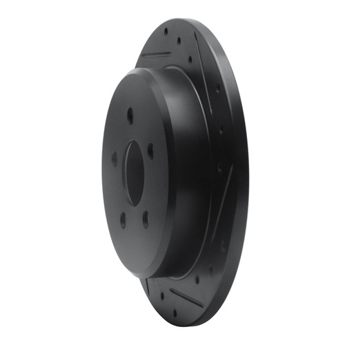 R1 03-10 Chrysler PT Cruiser Rear Right Drilled & Slotted Black Brake Rotor