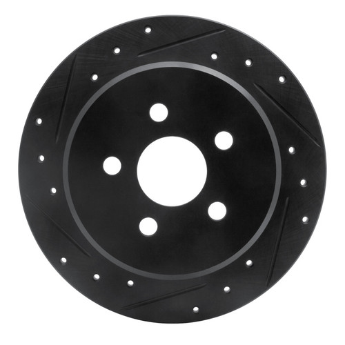 R1 03-10 Chrysler PT Cruiser Rear Left Drilled & Slotted Black Brake Rotor