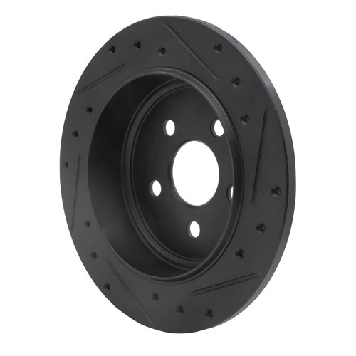 R1 03-10 Chrysler PT Cruiser Rear Left Drilled & Slotted Black Brake Rotor