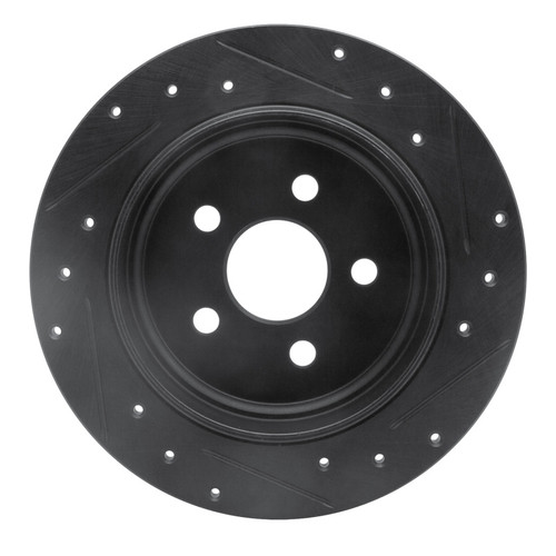 R1 03-10 Chrysler PT Cruiser Rear Left Drilled & Slotted Black Brake Rotor