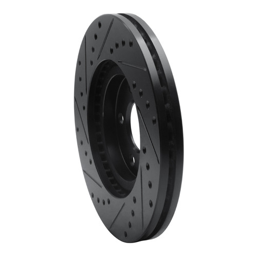 R1 03-09 Chrysler PT Cruiser Front Right Drilled & Slotted Black Brake Rotor