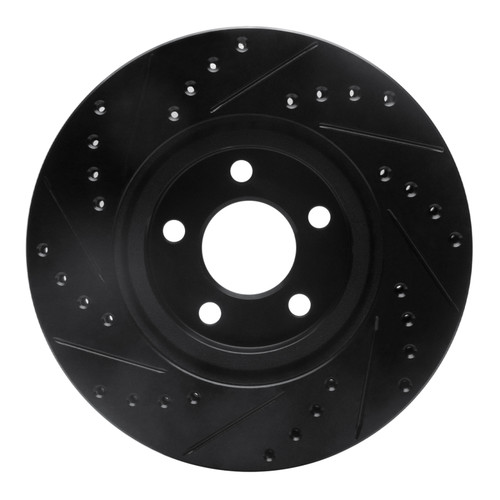R1 03-09 Chrysler PT Cruiser Front Right Drilled & Slotted Black Brake Rotor