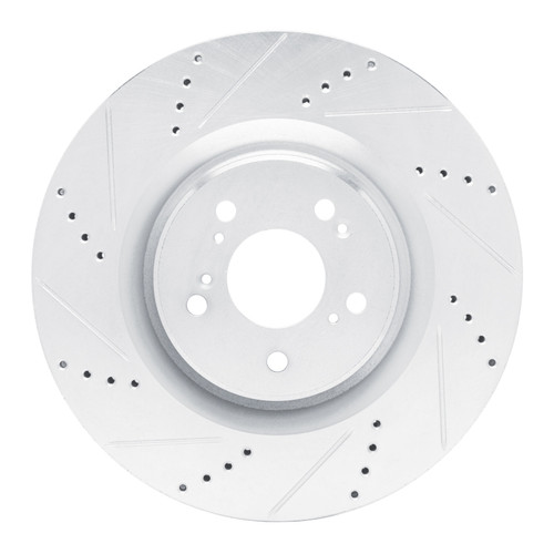 R1 2021-2025 Acura TLX Front Left Drilled & Slotted Silver Brake Rotor EDZ-58039L