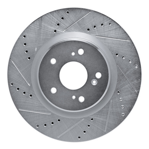 R1 2019-2025 Acura RDX Front Left Drilled & Slotted Silver Brake Rotor