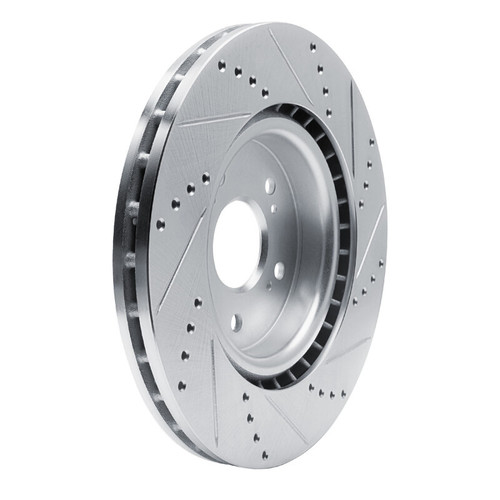 R1 2019-2025 Acura RDX Front Left Drilled & Slotted Silver Brake Rotor