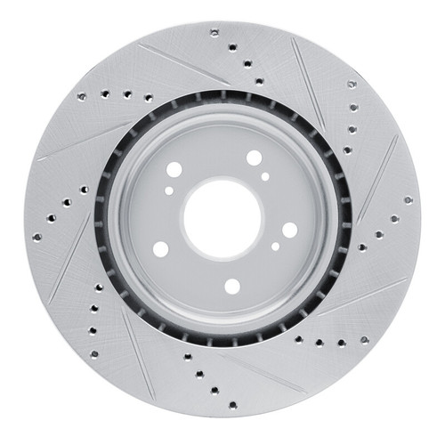 R1 2019-2025 Acura RDX Front Left Drilled & Slotted Silver Brake Rotor