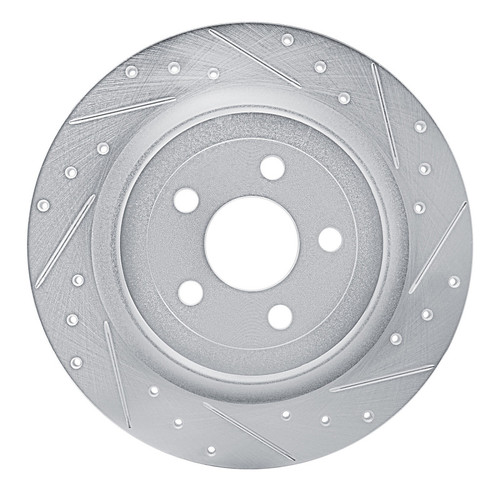 R1 2021-2025 Ford Mustang Mach-E Rear Right Drilled & Slotted Silver Brake Rotor