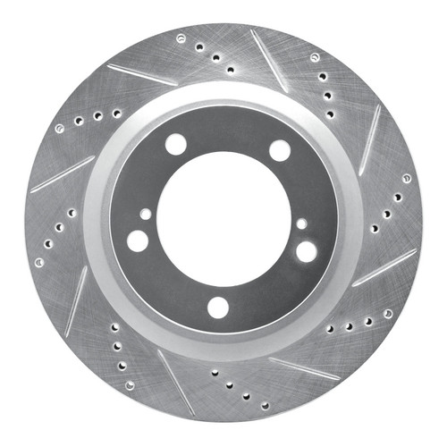 R1 2007-2022 Lexus LX570 Front Right Drilled & Slotted Silver Brake Rotor