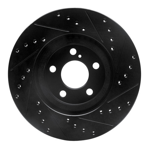 R1 01-10 Chrysler PT Cruiser Front Left Drilled & Slotted Black Brake Rotor