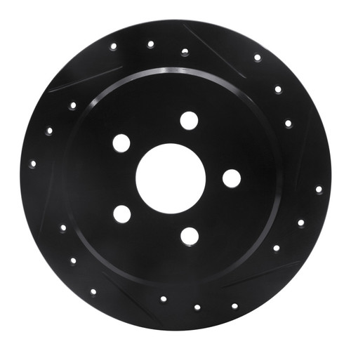 R1 95-07 Chrysler CIRRUS Rear Right Drilled & Slotted Black Brake Rotor