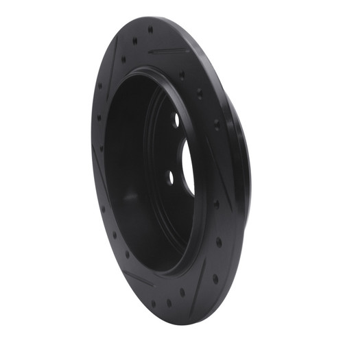 R1 95-07 Chrysler CIRRUS Rear Right Drilled & Slotted Black Brake Rotor