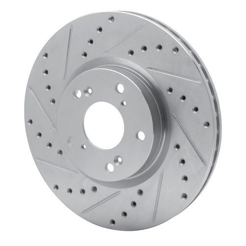 R1 2002-2015 Acura CSX Front Left Drilled & Slotted Silver Brake Rotor