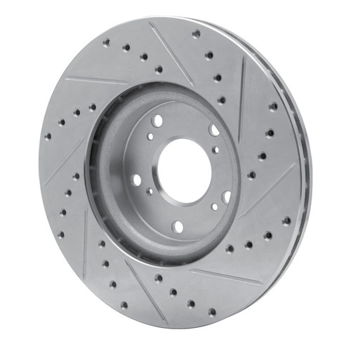 R1 2002-2015 Acura CSX Front Left Drilled & Slotted Silver Brake Rotor